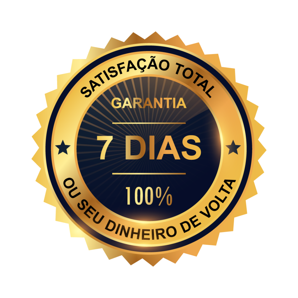 Ainda não tem certeza? Não se preocupe. Caso o conteúdo descrito acima não tiver de acordo com a sua expectativa (o que acho improvável), você tem 7 dias de garantia e devolverei seu dinheiro sem burocracia!